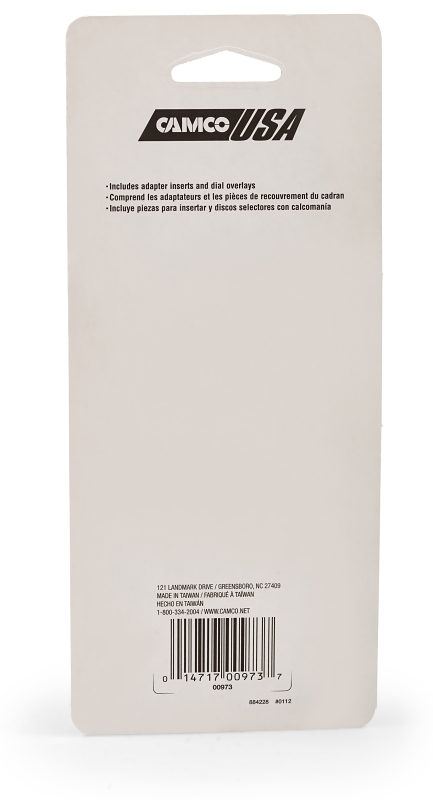 Camco USA 00973 Knob Kit, Includes: (2) Peel, Adapter, Dial, Insert, Knob and Stick Cover, Black